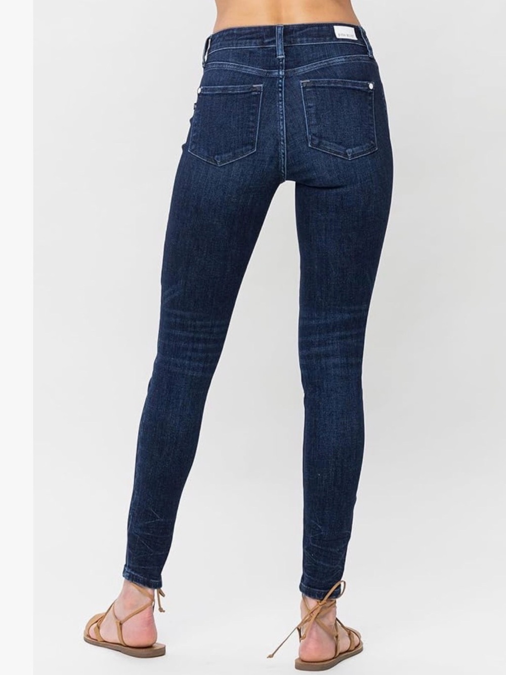Judy Blue Women's Mid Rise Classic Crinkle Ankle Detail Skinny Jeans Size 7/28 - Picture 2 of 10